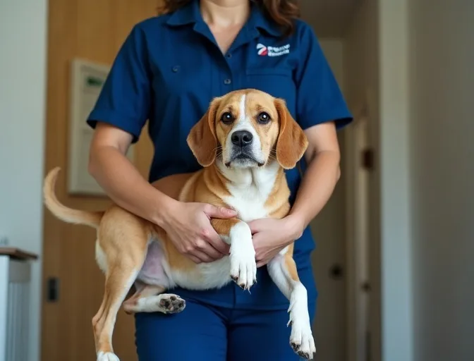 Technician respectfully transporting a deceased dog in Cocoroc